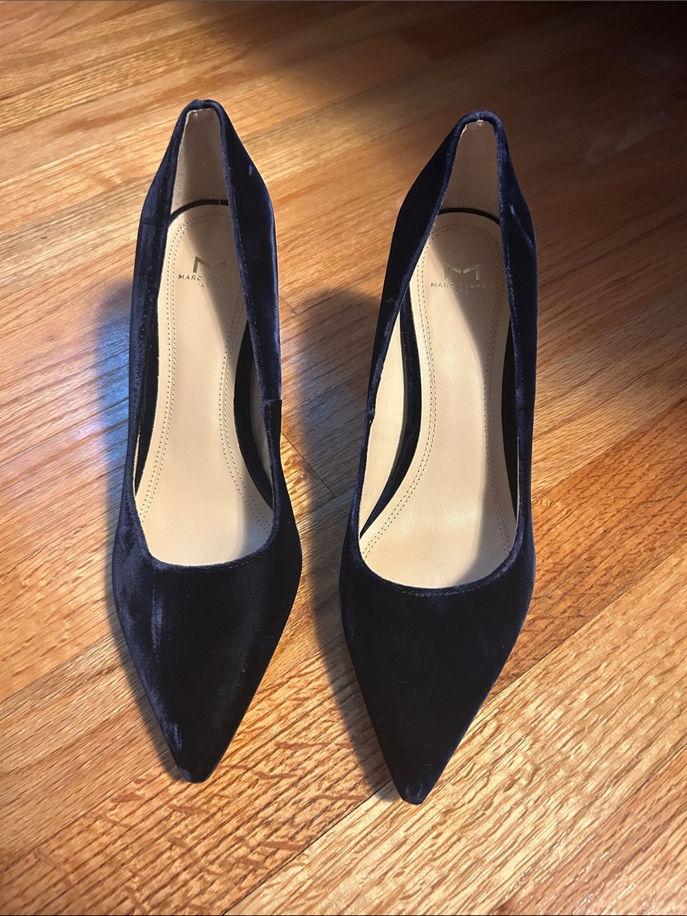 Marc Fisher LTD Navy Velvet Pointed Toe Pumps